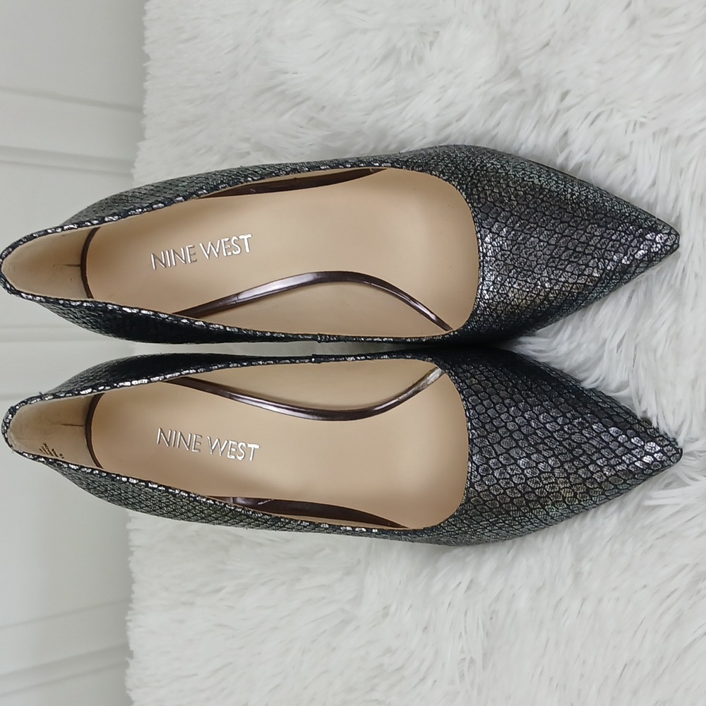 Nine West Leather Reptile-Embossed Tatiana Stiletto Heels